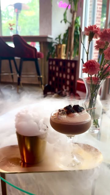 Smoking cocktails served on the bar at Partake