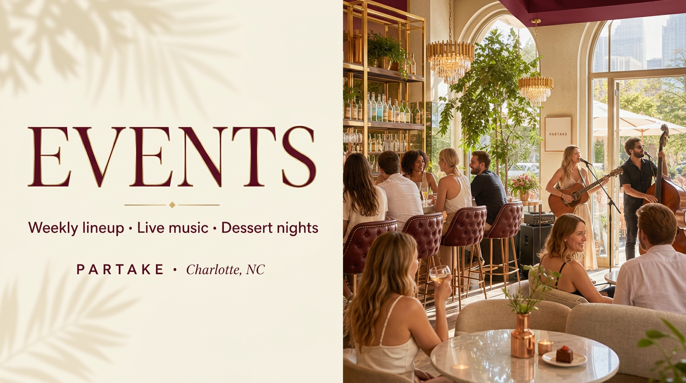 Partake CLT events — weekly lineup, live music, dessert nights